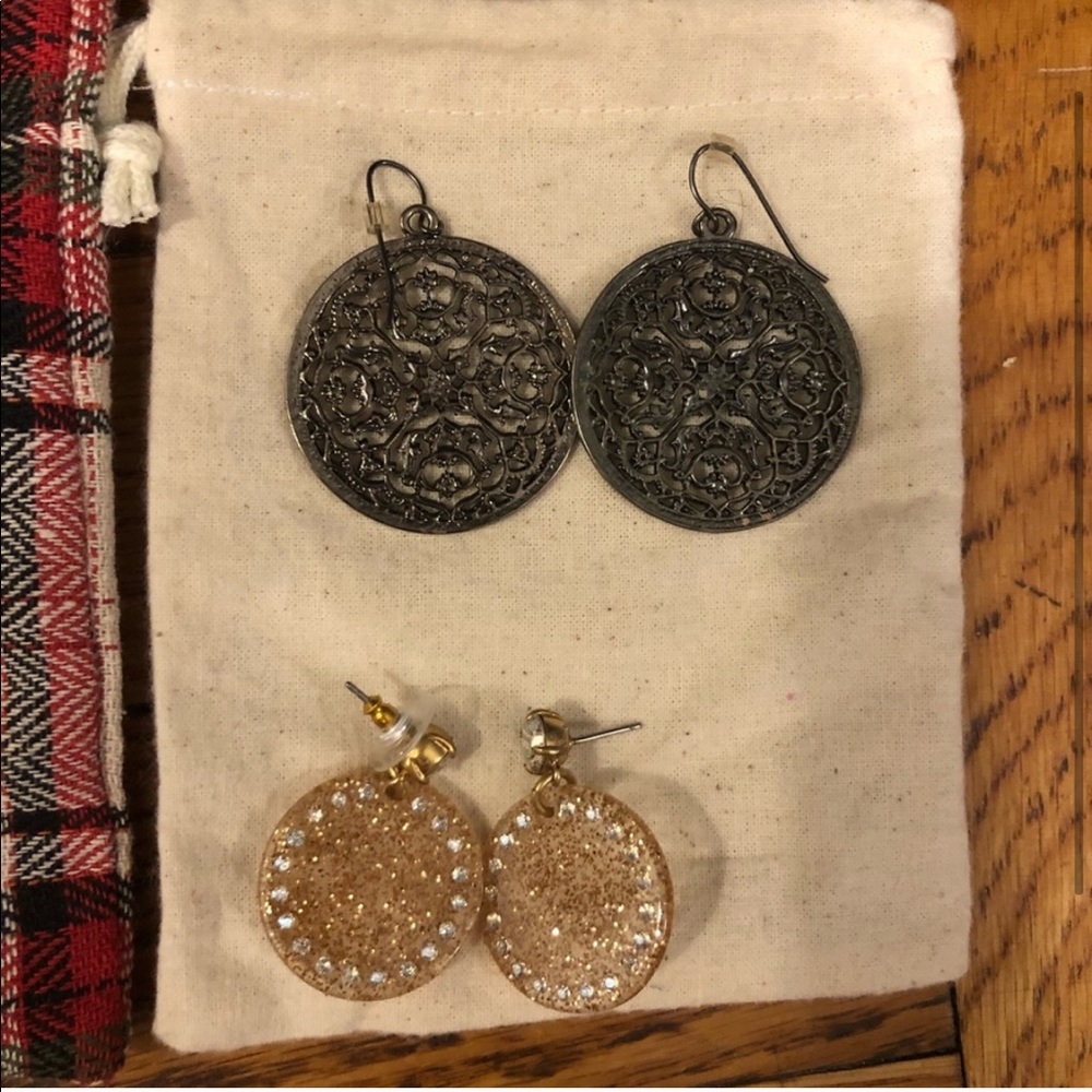 Two pairs of circular earrings
